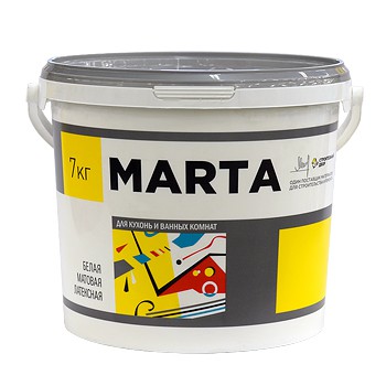 Краска Марта интерьерная белая акриловая, 7,5кг